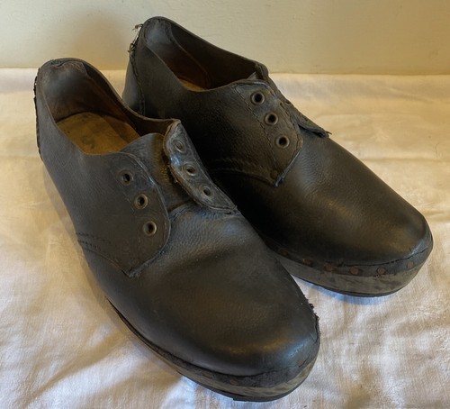 Vintage leder clogs arbeiter - clogs,